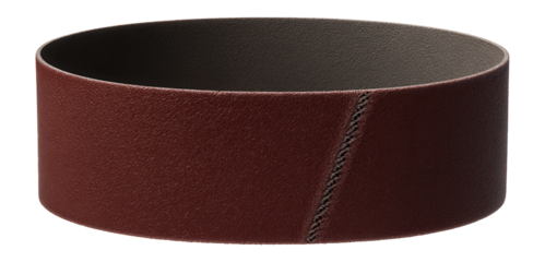 Heat-resistant abrasive belt for use with high-speed grinders in a metal fabrication plant.