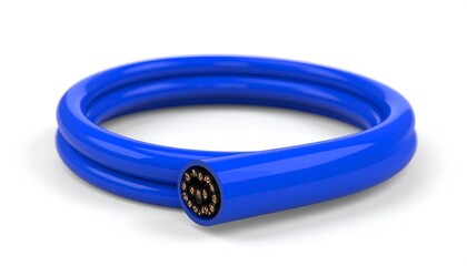 Fototapeta premium Close-up view of a coiled blue electrical cable.
