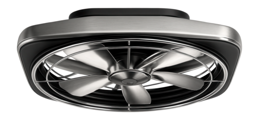 Ceiling-mounted axial fan with a low-profile design for commercial buildings.