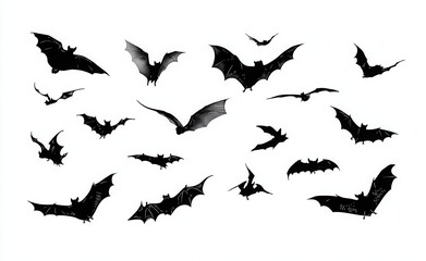 Obraz premium halloween bat, kawaii bats, set of bats