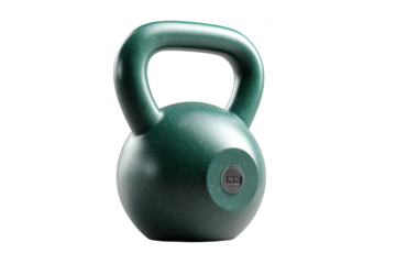 Teal kettlebell against black backdrop, fitness gear