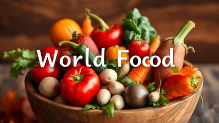 Fresh autumn vegetables arranged in a wooden bowl, showcasing vibrant colors with an earthy backdrop.