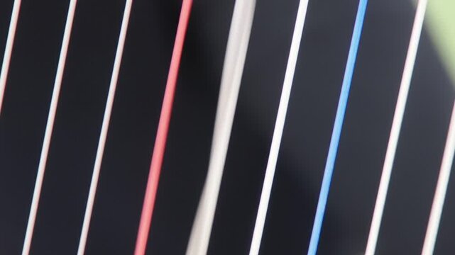 Harp, detail of hands playing slow motion