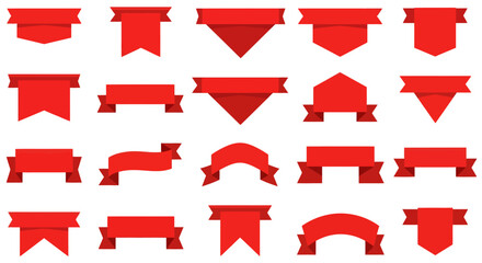 Vibrant collection of red sale banners and ribbons, perfect for promotions and modern marketing campaigns