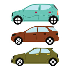 Vector Collection of flat cars with side views