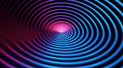 Fototapeta premium Abstract background with circle line pattern spin blue pink glitch light isolated on black background in the concept of music, technology, digital