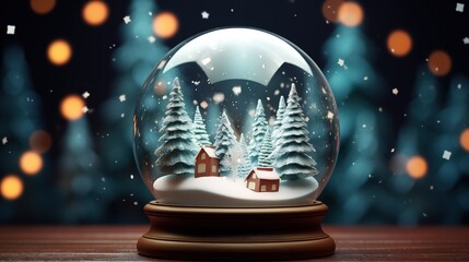 Crystal ball with snow and a Christmas tree inside winter in a snow globe, trees and snow, animated gifs