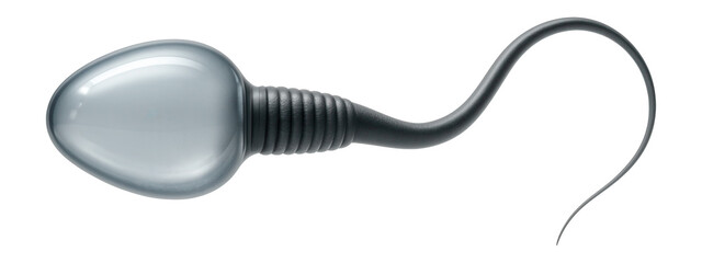 Microscopic view of a human sperm cell with distinct head, midpiece, and flagellum