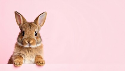 Fototapeta premium an adorable bunny gazing curiously with a pink background