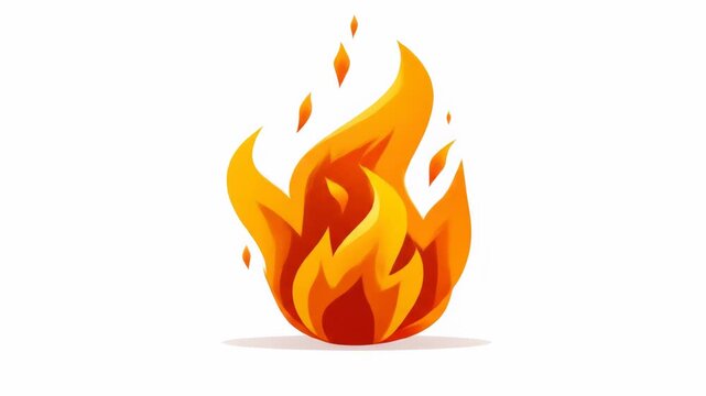 Stylized illustration of a flame.  Bright orange-yellow flames extend upward from a central base, with a soft shadow beneath, against a plain white background. 