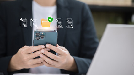 Digital Document Management And Online File Storage On Smartphone