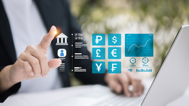 Digital Banking And Online Financial Investment Technology On Laptop