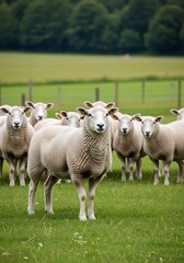 Herd of Sheep in a Green Pasture.