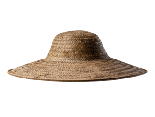 Wide-brimmed straw hat on black background highlighting texture and craftsmanship