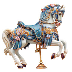 Festival carousel horse decorated with Bavarian ribbons. Isolated white background. Png format