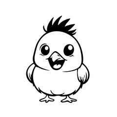 Cute cartoon bird character with a happy expression and stylish feathers, suitable for children's designs and projects