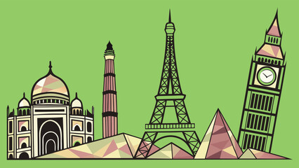 Obraz premium Geometric World Landmarks