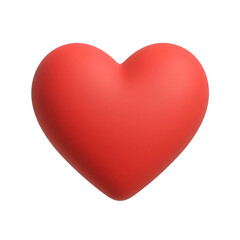 3D Red Heart Icon Isolated on Transparent Background
