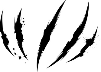 Ferocious claw marks with ink splatter create a dynamic, aggressive design element for powerful visuals