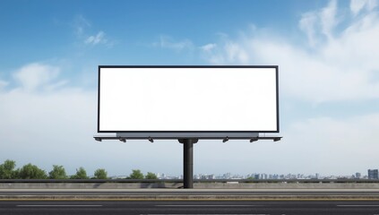 Obraz premium Billboard in the city near the road, Mockup for advertising. On the Sunset 