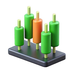 Candlestick chart elements isolated on transparent background