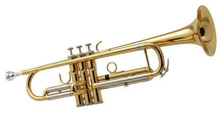 Obraz premium Professional Brass Trumpet Musical Instrument Isolated on a Black Background