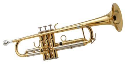 Professional Brass Trumpet Musical Instrument Isolated on a Black Background