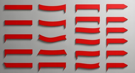 Dynamic collection of versatile red banners and tags, perfect for modern design projects and impactful marketing campaigns