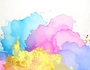 Obraz premium Abstract watercolor painting with pastel colors and gold glitter