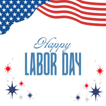 Happy Labor Day Banner with stars and stripes