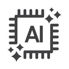 Artificial Intelligence Chip Icon with Sparkle Technology Symbol for Digital App and Website.
