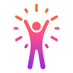 Celebrating Human Energy Icon with Gradient Rays for Wellness App and Motivation.