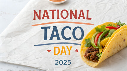 National taco day celebration in twenty twenty five with delicious tacos and tasty sauce image