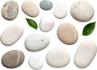Isolated River Pebble Assortment on White Background