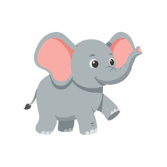 Cute Elephant Cartoon Illustration for Kids Coloring Book