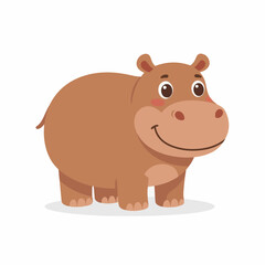 Cute Hippopotamus Cartoon Illustration for Kids Coloring Book