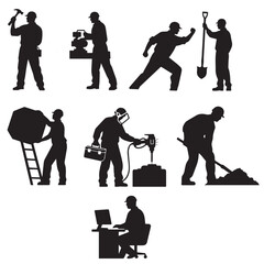 Obraz premium worker silhouette bundle