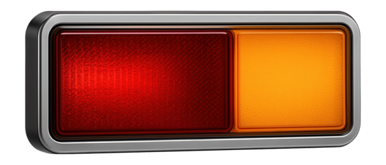 Rectangular rear lamp with distinct red and amber sections
