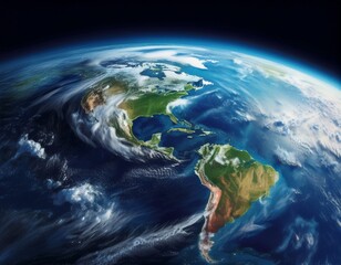Fototapeta premium satellite view of earth rotating with weather patterns captured from space in stunning clarity