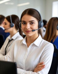 Call center operator girl in the office