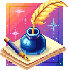 ink letter pixel art style illustration 