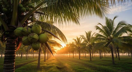 Coconut Plantation at Sunrise