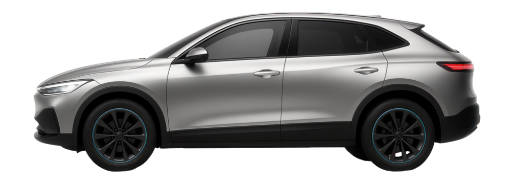 Two-tone crossover with a sloping roofline and integrated LED headlights