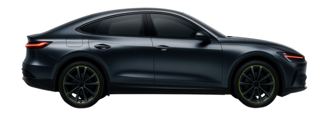 Crossover coupe with a fastback rear and sleek tail light design