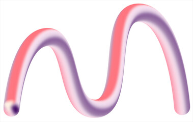Fluid Abstract Wave: Vibrant Pink and Purple Gradient Tube isolated on transparent background, png background