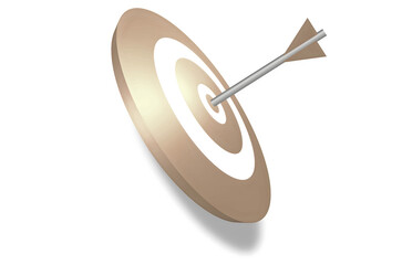 Golden Target Bullseye with Arrow: Success Achieved Concept isolated on transparent background, png background