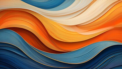 abstract orange blanc and blue background with waves
