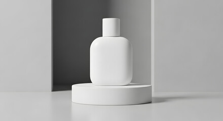 Minimalist white bottle mockup for elegant cosmetic branding and product presentation