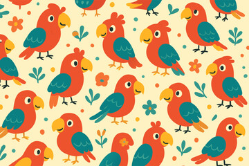 Cute Parrot Pattern Tropical Bird Illustration