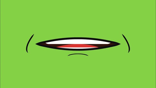 Abstract green background showing a cartoon-like talking mouth expressing a surprised or curious expression, ideal for animation and graphic design projects